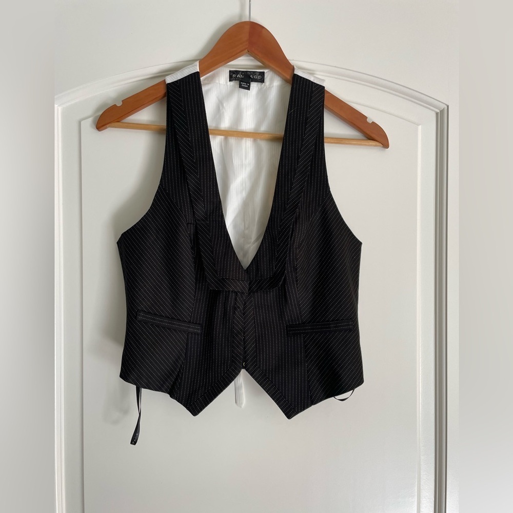 Rampage Black Pinstripe Vest - Women's Tailored Waistcoat